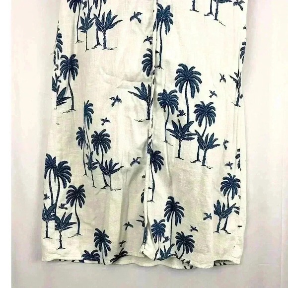 Desmond & Dempsey X H&M Linen Blend Dress XS Blue Trees White NO BELT - Picture 7 of 13